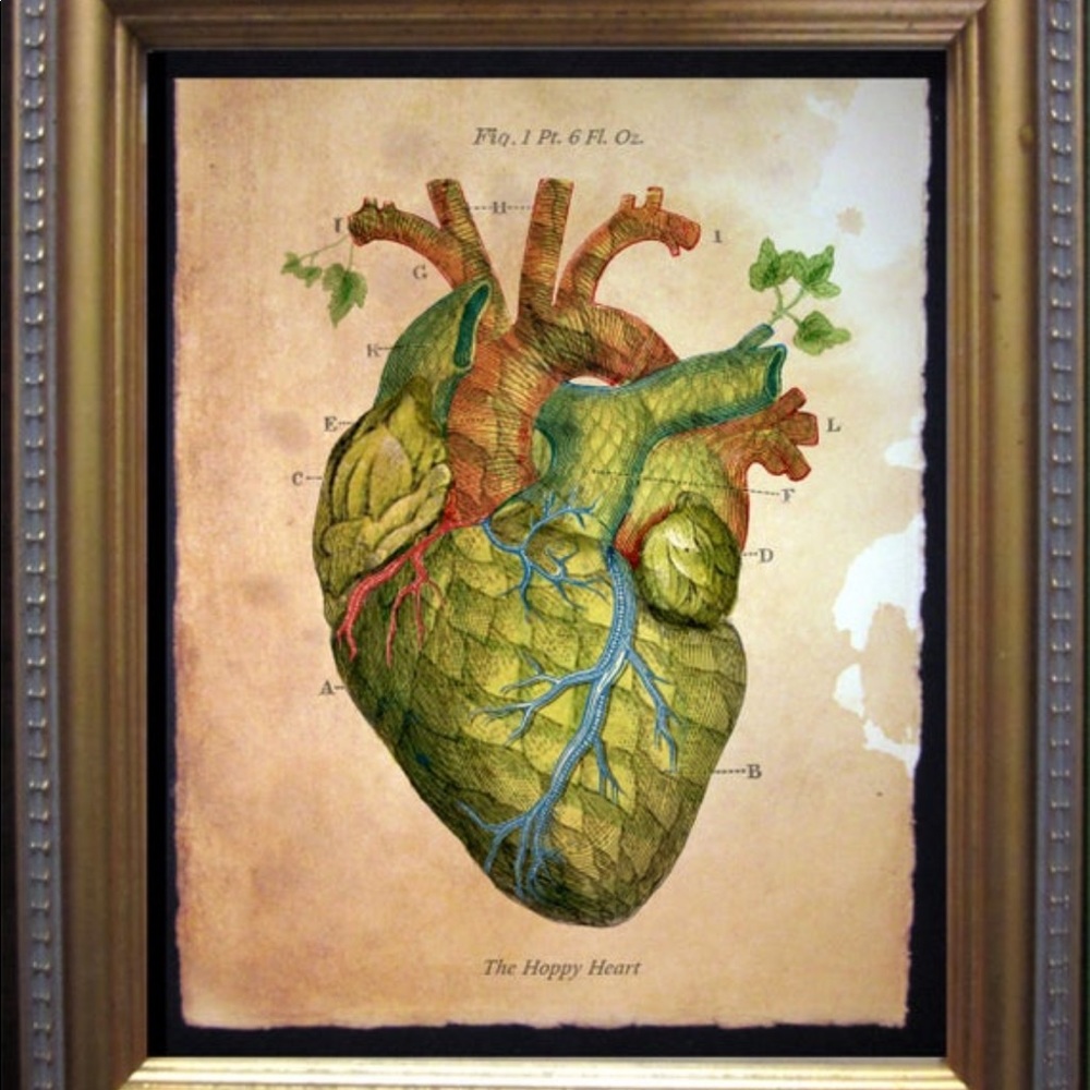 The Hoppy Heart Wall Art Print Tea Stained Paper